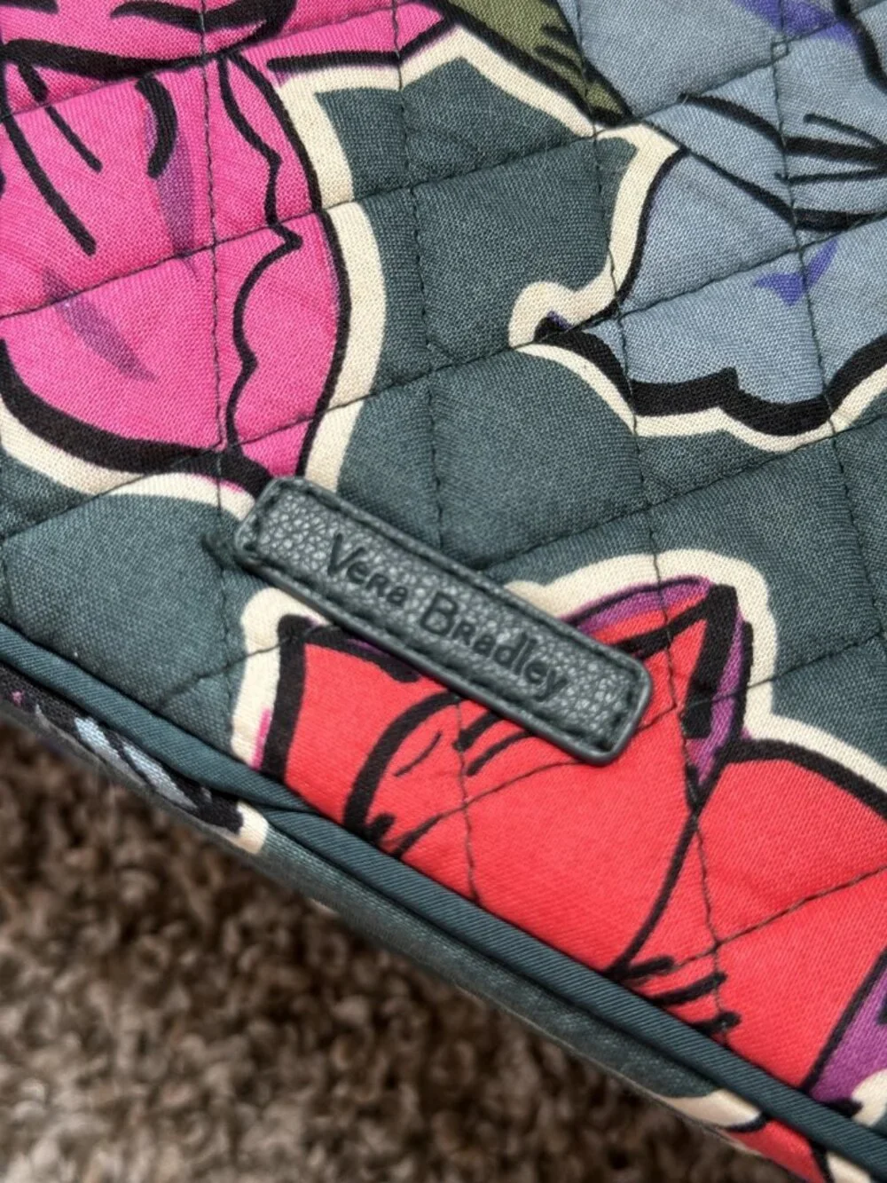 Vera Bradley Bengal Lily Charcoal Floral Large Blush & Brush Case